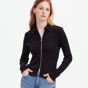 Madewell Ribbed Zip-Front Tee Top